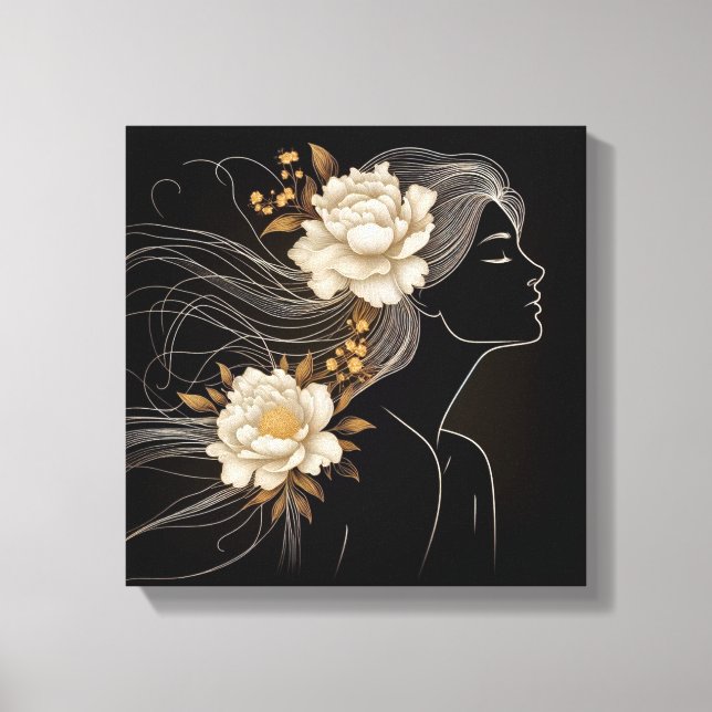Feminine Profile with Butterflies in Flight Leinwanddruck (Vorderseite)