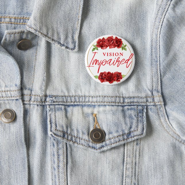 Feminine Red Rose Floral Vision Impaired Button (Beispiel)