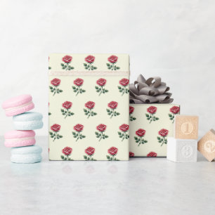 Feminine Rosa Aquarell-Rosen auf Beige Geschenkpapier