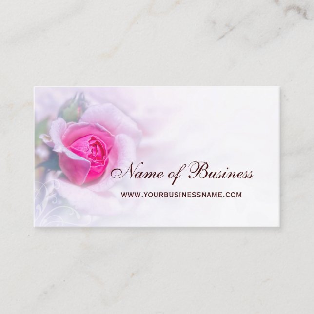 Feminine Rosa Blume Elegante Visitenkarte (Vorderseite)