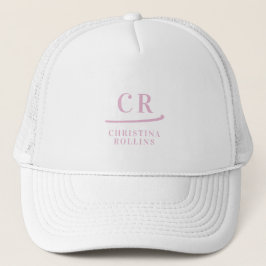 Feminine rosa Monogramm Name Golfer Truckerkappe