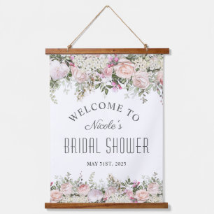 Feminine Rosa Rosen Florale Hochzeitsdusche Willko Wandteppich Mit Holzrahmen