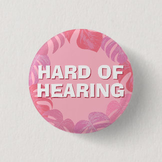 Feminine rosa tropische Blätter schwer zu hören Button