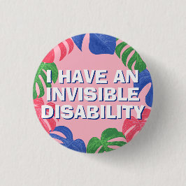 Feminine rosa tropische Blätter Unsichtbare Behind Button
