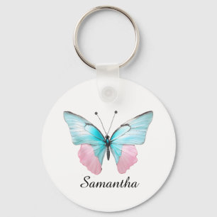 Feminine rosa und aqua personalisierte Butterfly Schlüsselanhänger