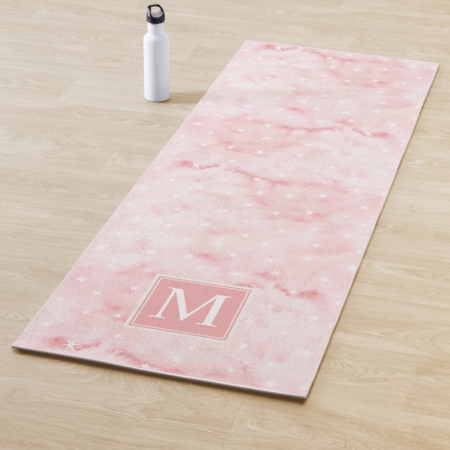Feminine Rose Gold und Sterne Monogramm Yogamatte (Beispiel)