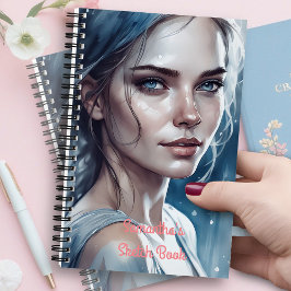 Feminine Schönes Frauenportrait in Blue Hues Notizbuch