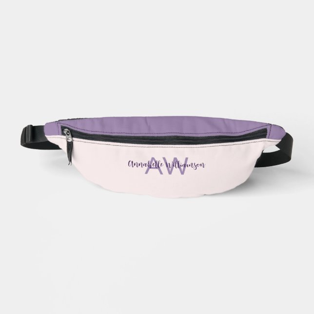 Feminine Script Type Initials & Name Blush Violet Bauchtasche (Vorderseite)