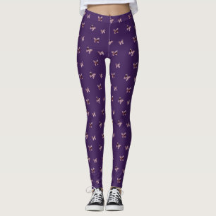 Feminine Silky Royal Lila und rosa Schmetterlinge Leggings