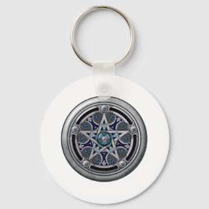 Feminine Silver Pagan Pentacle Schlüsselanhänger