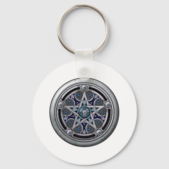 Feminine Silver Pagan Pentacle Schlüsselanhänger (Vorderseite)