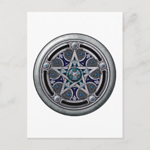 Feminine Silver Pagan Pentagramm Postkarte