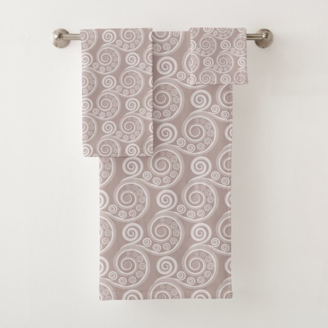 Feminine Silver Pink Curly Wirbel Handtuch Set (Insitu)