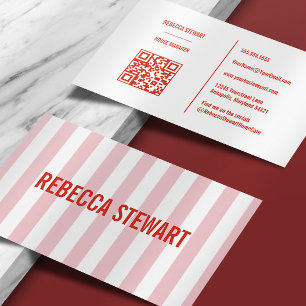 Feminine Streifen Simple Modern Pink Professionell Visitenkarte