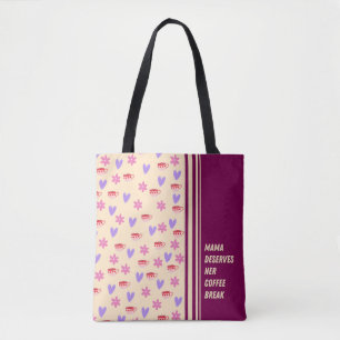 Feminine Stripes Mama Kaffeepause Kunst Tasche