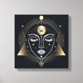 Feminine Third Eye with Golden Geometry Leinwanddruck