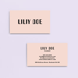 Feminine Trendy Blush Pink & Black Typografy Visitenkarte