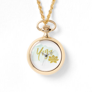 *~* Feminine Trendy Gold Glitzer Yoga Lotus Armbanduhr