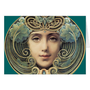 Feminine Vintage Jugendstil Beauty Gruß