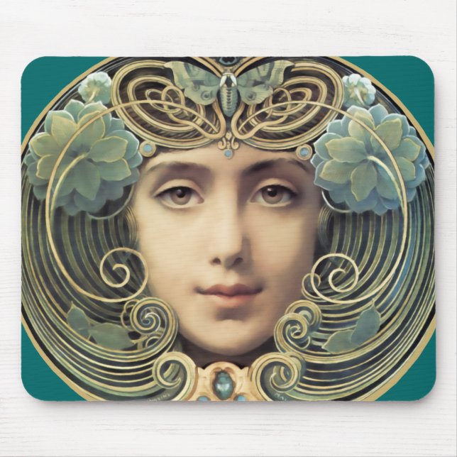Feminine Vintage Jugendstil-Beauty Mousepad (Vorne)