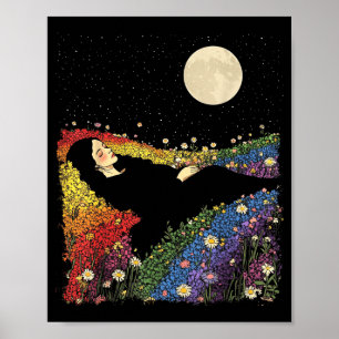 Feminine weibliche süße florale Regenbogenfarbe  Poster