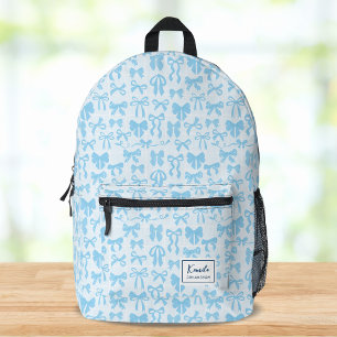 Feminine weiche blaue Koketten-Schleife mit Namen Bedruckter Rucksack