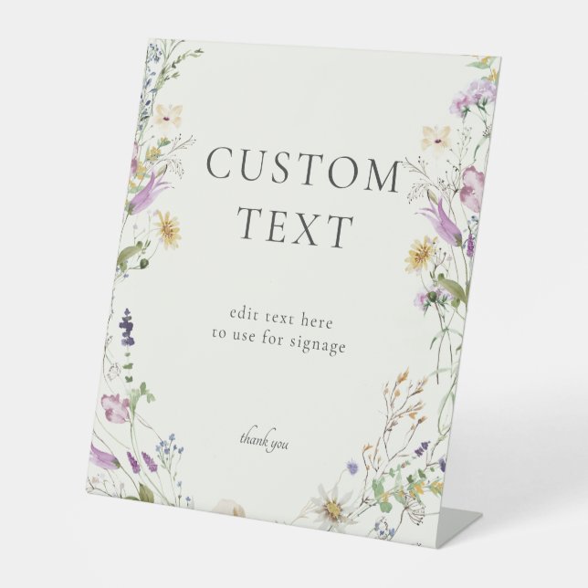 Feminine Wildblume Bridal Custom Sign Sockelschild (Vorderseite)
