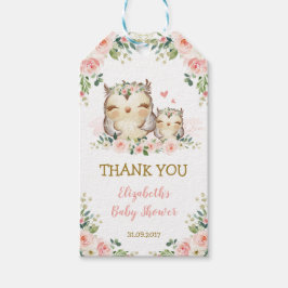 Feminine Woodland Owl Pink Bläserbaby Dusche Geschenkanhänger