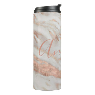 Femininer eleganter roségoldener Marmor mit indivi Thermosbecher