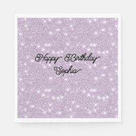 Femininer Lavendel Glitter Funkelnder Geburtstag Serviette