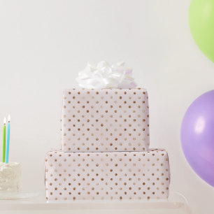 Femininer Rosa Brauner Punkte Geburtstag Geschenkpapier
