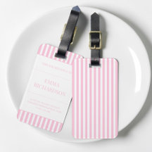 Femininer Rosa Gestreifter Personalisierter Name P
