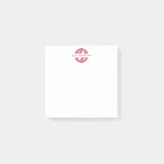 Femininer rosa Kreis Name Geschäftsmonogramm Post-it Klebezettel