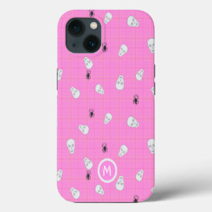 Femininer rosa Totenkopf- und Spinnen-Halloween-Ta iPhone Hülle