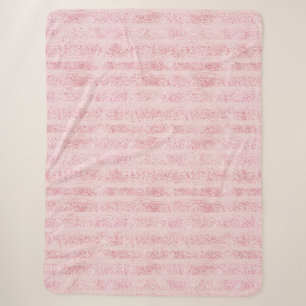 Femininer Rosa Weiß Falsche Glitter Streifen Sherpadecke