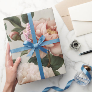 Femininer Röte-Pfingstrose Weißen Blumenmuster Geschenkpapier