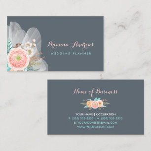 Feminines Blumenbouquet Elegantes Hochzeitsplaner Visitenkarte