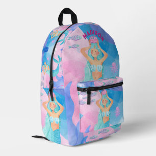Feminines Design mit süßer Meerjungfrau in rosa un Bedruckter Rucksack