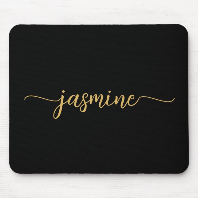 Feminines einfaches schwarzes goldenes personalisi mousepad (Vorne)