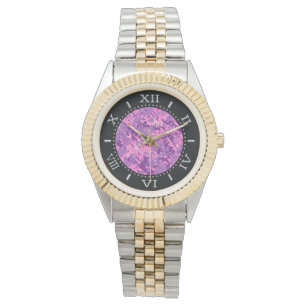 Feminines Hot Pink Digital-Tarnschema-Zifferblatt Armbanduhr