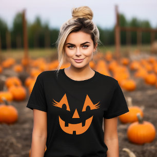 Feminines Jack O Lantern-Gesicht Damen Halloween T-Shirt