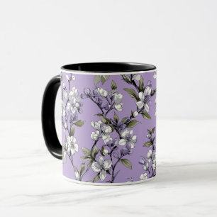 Feminines Lavendel Flieder Blüten Blumenmuster Tasse
