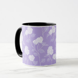Feminines Lavendel Fliederblüten Blumenmuster Tasse