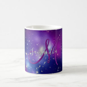 Feminines, lila, Himmel-Monogrammfoto Kaffeetasse