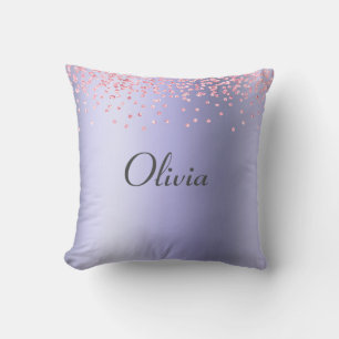 Feminines lila rosa Glitter-Namens-Kissen Kissen