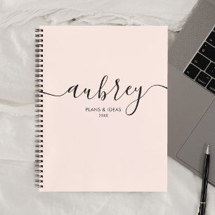 Feminines Monogramm Kalligrafie Elegant Rosa Notizbuch