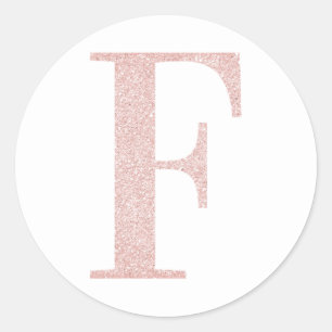 Feminines Monogramm mit rosa Gold Glitter F Runder Aufkleber