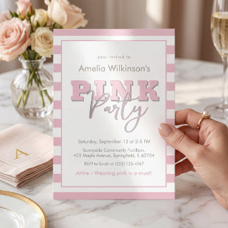 Feminines Pink-Party-Script-Party-Ankündigung Einladung