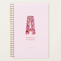 Feminines rosa Blumen-Monogramm personalisiert