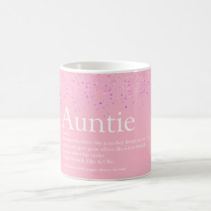 Feminines rosa Glitter-Spaß beste Tante Tante-Defi Kaffeetasse